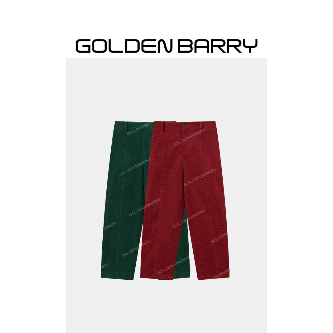 GOLDENBARRY彩色条绒纯棉百搭休闲裤555083