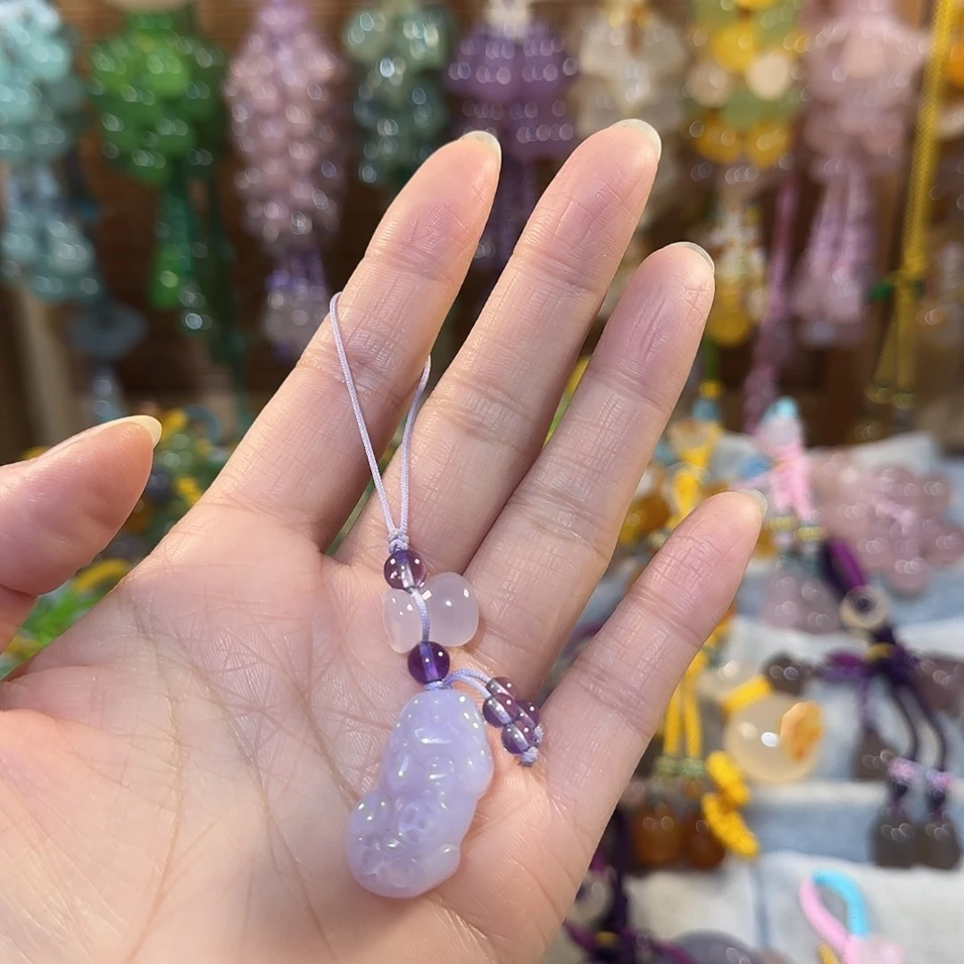 雨***麻玛瑙/玉髓未镶嵌手机挂件