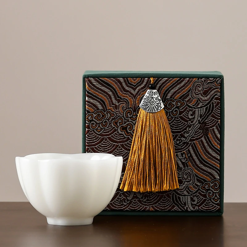 单个冰种玉瓷品茗杯大号喝茶主人杯高档个人专用茶杯主人杯礼盒装