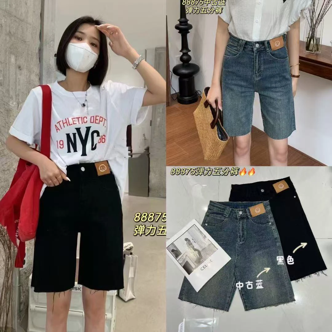 薇莎88875【现货】弹力牛仔五分短裤