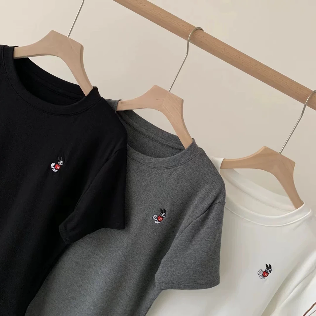 【小白姐姐】米奇刺绣圆领时尚T女 高货百搭款