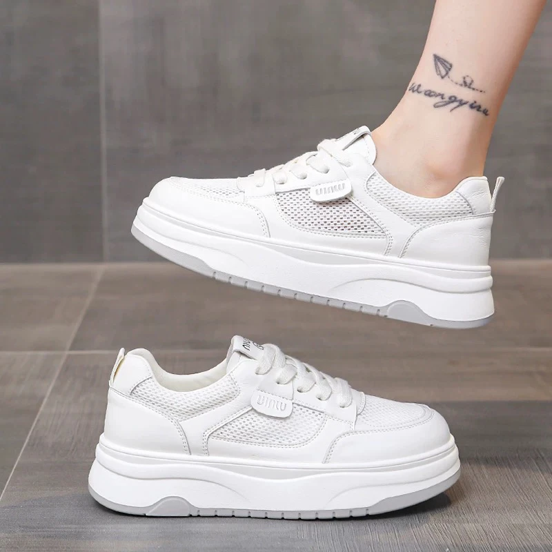 y09厚底网面透气小白鞋女新款夏季薄款增高爆款板鞋百搭休闲鞋A11