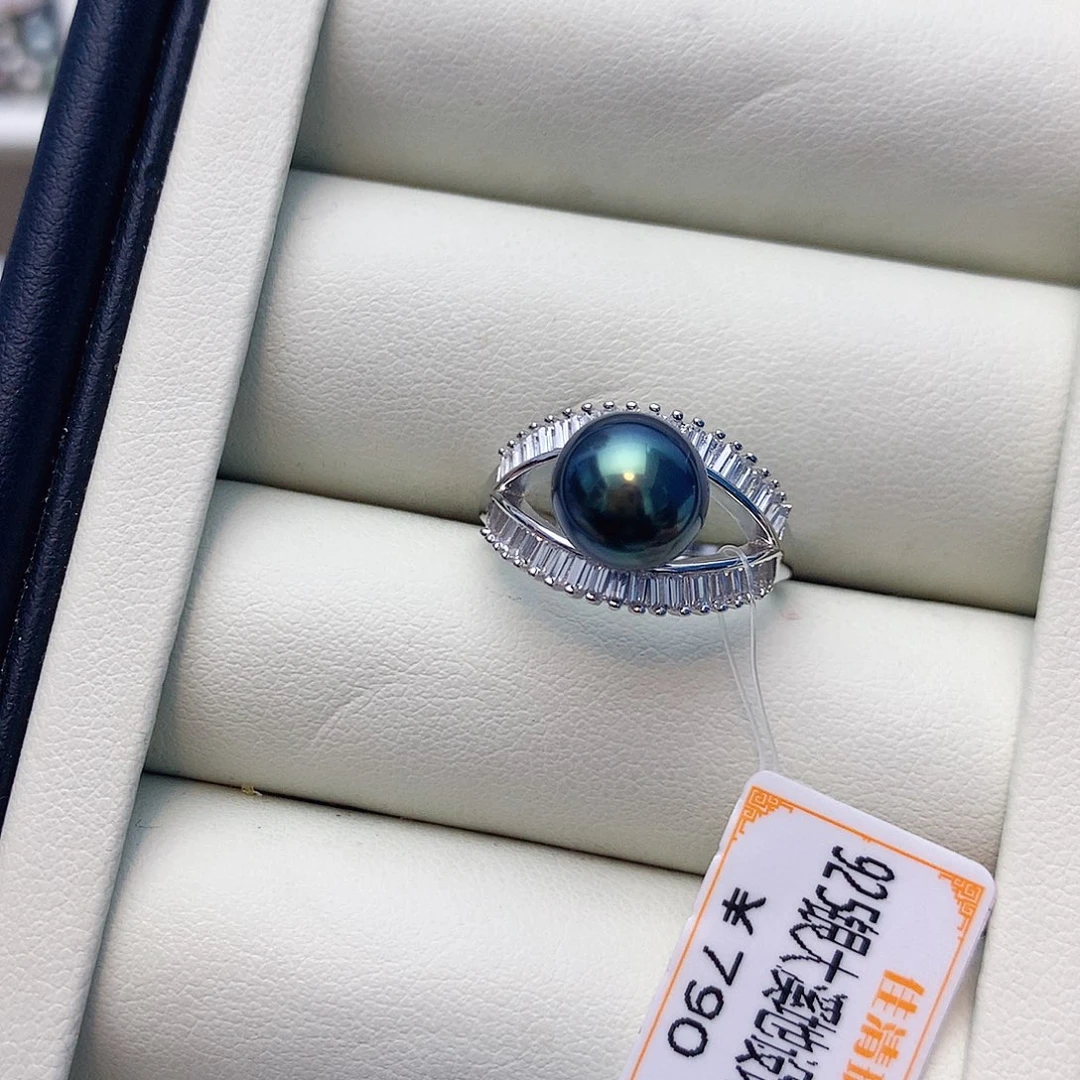 银S925镶嵌海水珍珠戒指w70