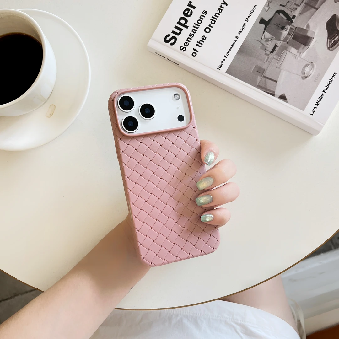 纯色编织纹适用苹果17promax手机壳iPhone17软pro高级air透气散热