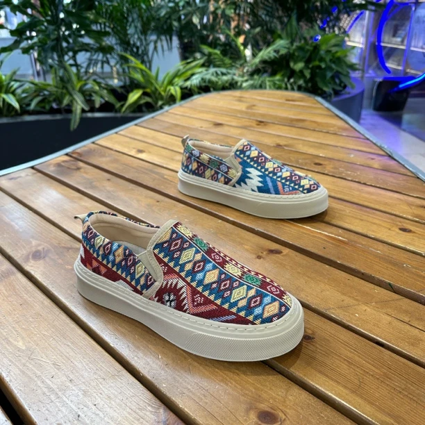 厚底一脚蹬透气民族风休闲板鞋低帮板鞋男士春夏千层底帆布鞋