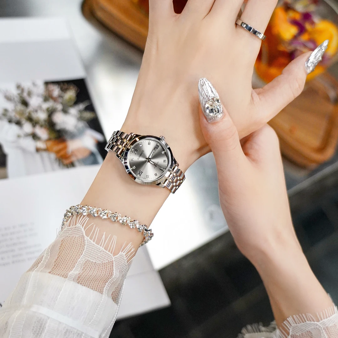 B26016*女款全自动机械腕表*双日历*经典夜光百搭气质镶钻防水