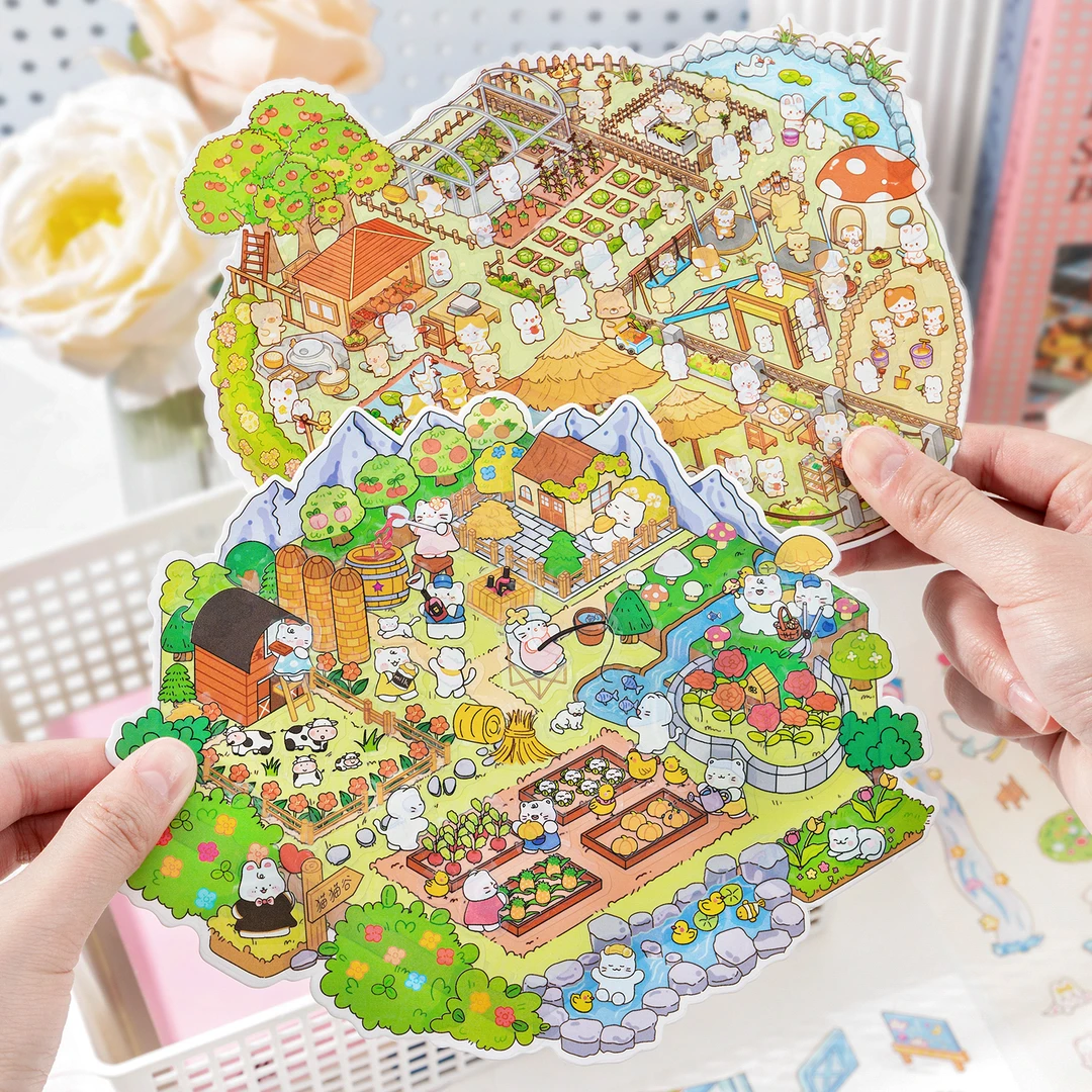 造景贴纸2.0大尺寸3d立体小屋微缩场景贴纸手工diy儿童益智玩具
