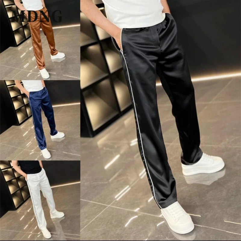 MDNG夏季网红洋气炸街男装速干舒适休闲裤男士潮流宽松阔腿直筒裤