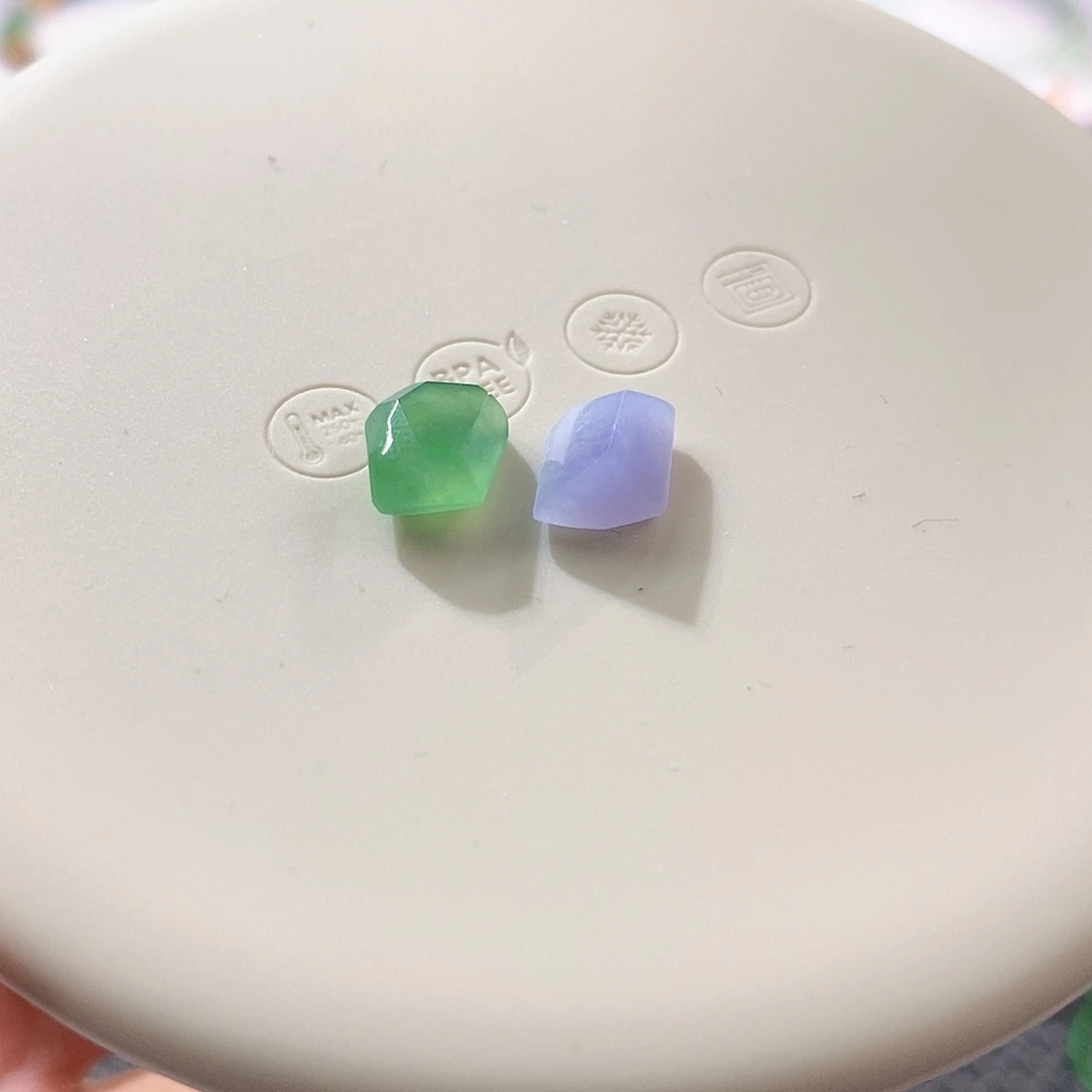 翡翠裸石冰甜绿紫一组