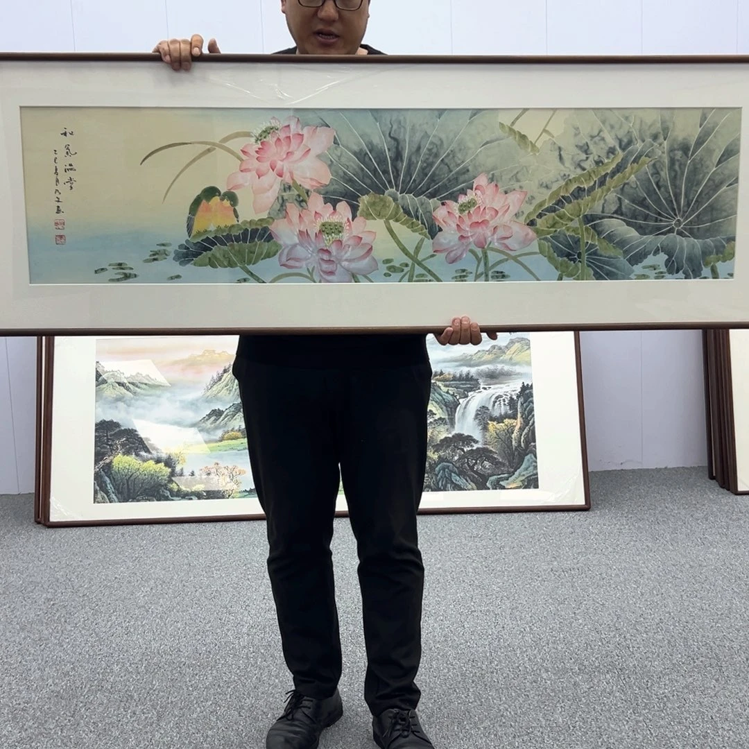 国画国画作品带框170*50