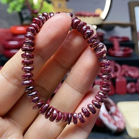 天然辰砂原矿晶体随形手链