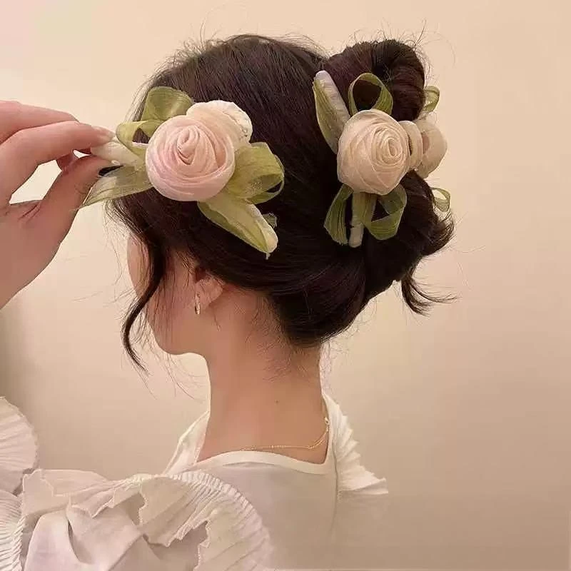 法式蝴蝶结抓夹ins简约发夹后脑勺盘发鲨鱼夹子夏季少女发卡头饰