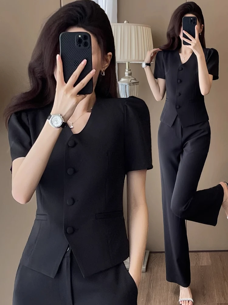 高端西装套装2025新款夏季时尚气质显瘦通勤女神范西服高级感套装