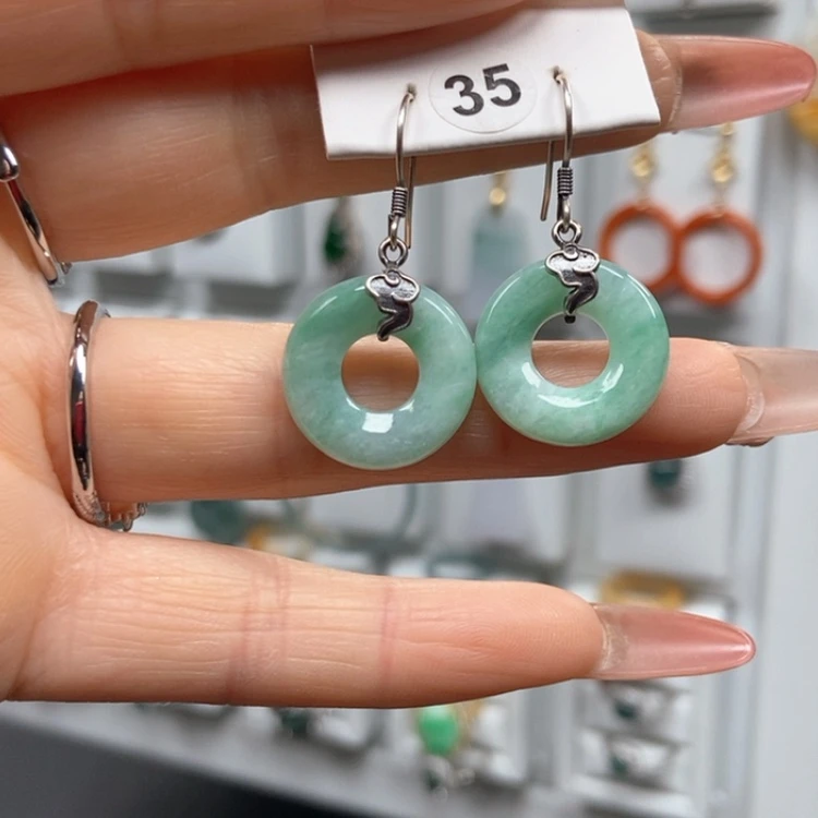 【闪购商品】翡翠耳饰银S925镶嵌耳饰