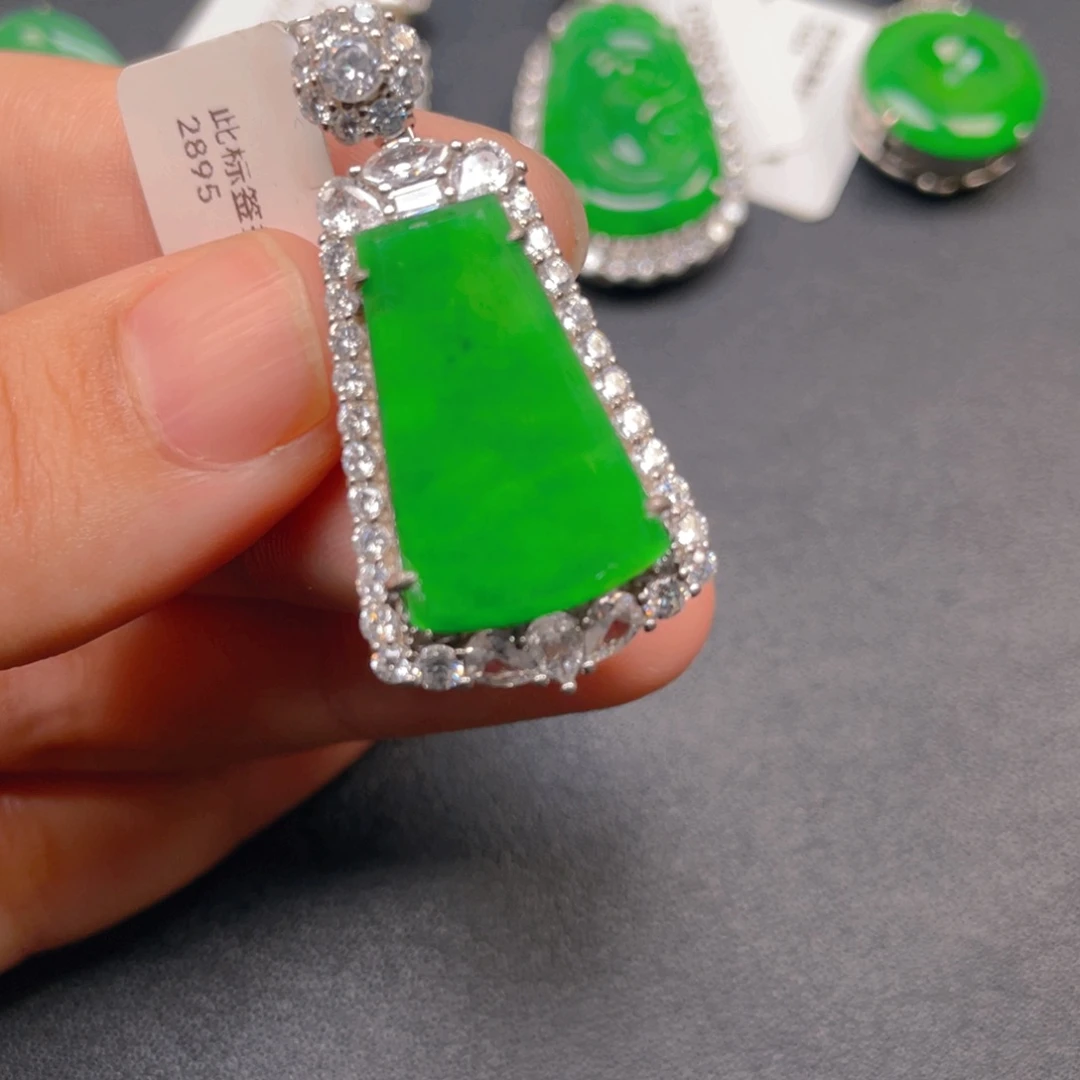 翡翠银S925镶嵌吊坠(不含链)