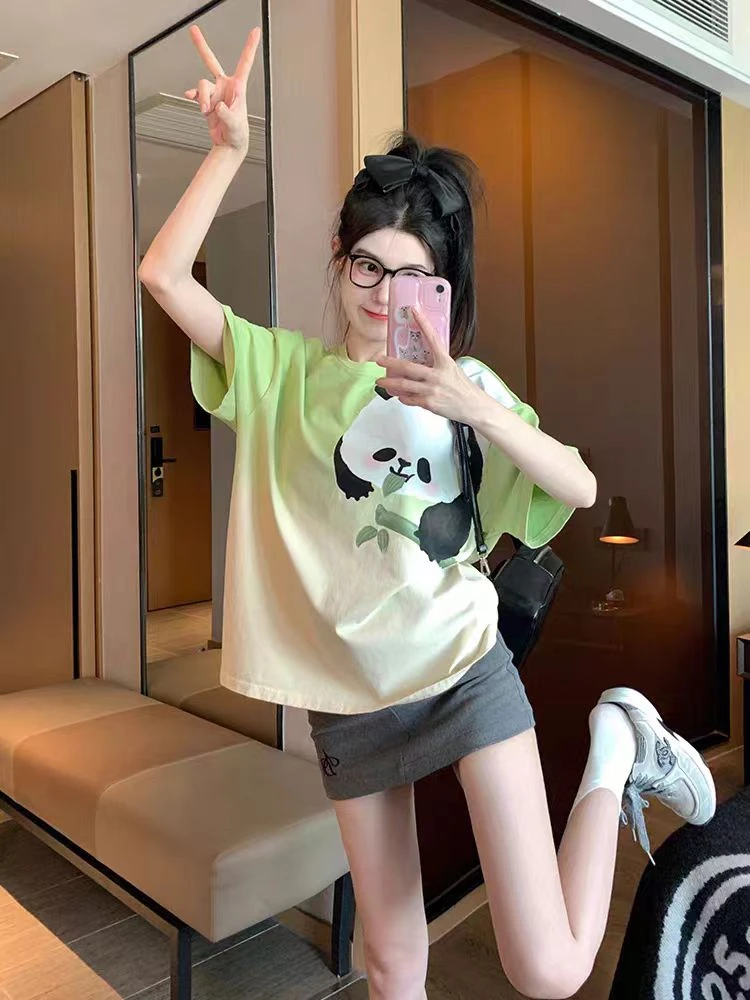 JZJZ--（潮牌短袖T恤）显瘦网红时尚休闲夏季宽松印花设计感T恤洋