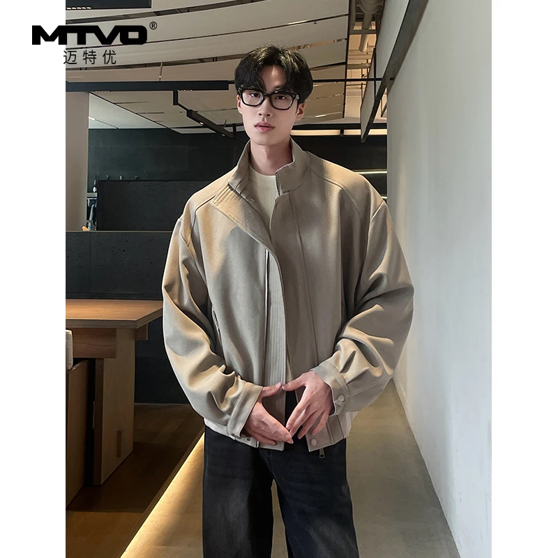 立领休闲夹克外套2025秋季新款男士美式潮流百搭简约大气夹克外套