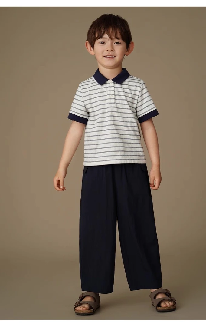 儿童夏季POLO衫休闲宽松条纹短袖T恤男女童针织Y-LB023