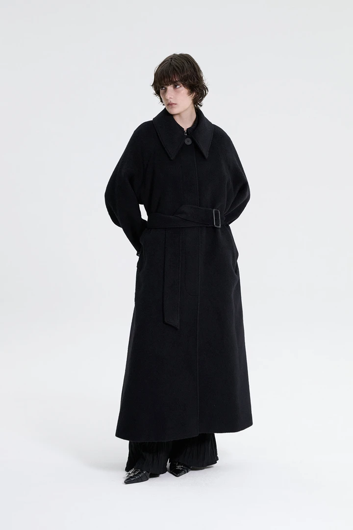 闪闪兒 元 韩国设计师品牌TREEMINGBIRD长款毛呢大衣9554