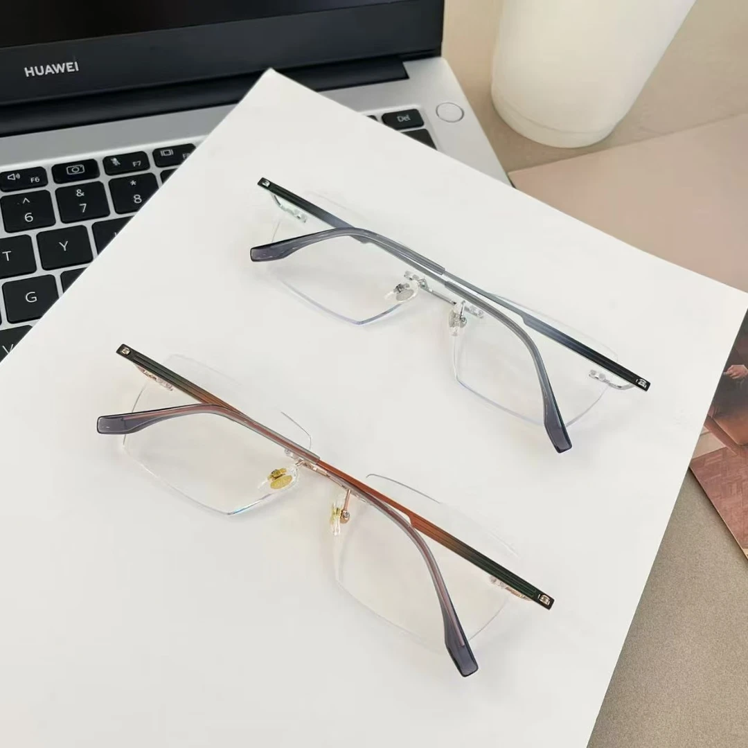超轻无框百搭超轻纯钛无框近视眼镜可配度数变色防晒