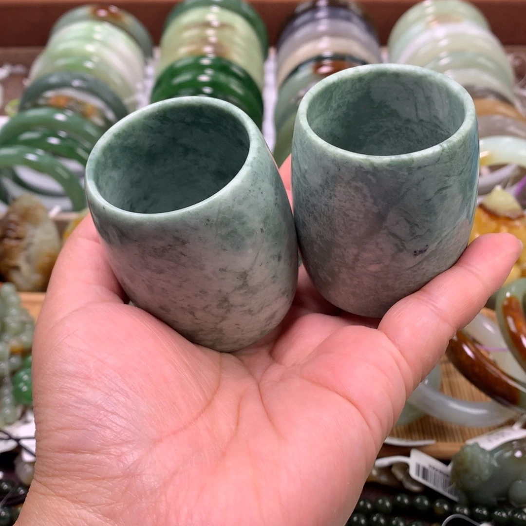 岫玉未镶嵌酒杯茶杯