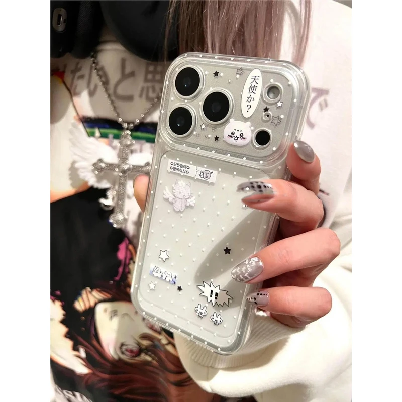 卡通波点小天使适用iphone17Promax/16手机壳华为P70vivo小米防摔