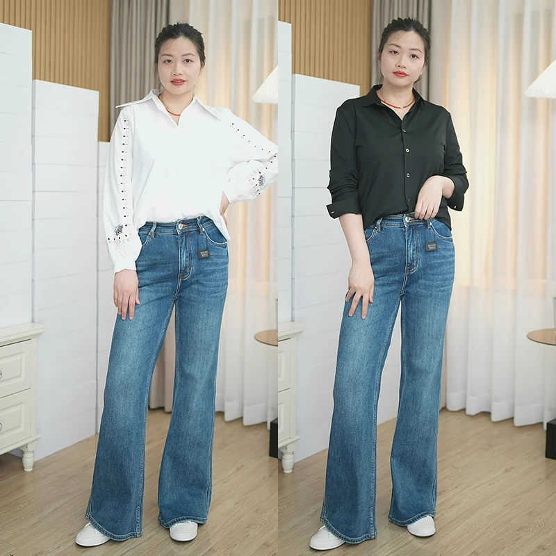 2025春季新款时尚阔腿宽松喇叭复古百搭牛仔裤007U