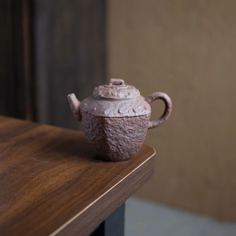 【老岩泥】铆钉五方壶7#.3516.粗陶老岩泥茶壶泡茶器手工.SL