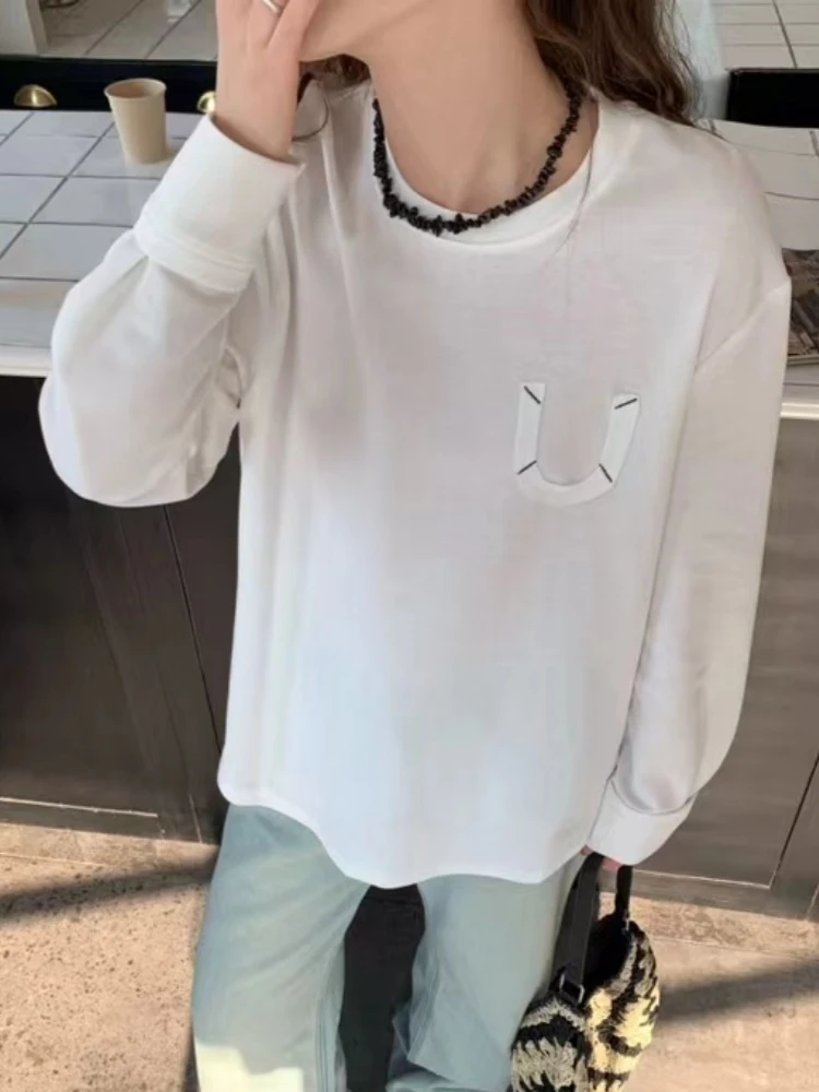 【济州岛】U型贴布设计感 薄款打底衫99017