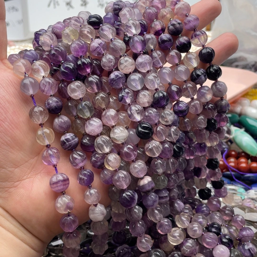 玛瑙/玉髓合金珠宝半成品一条装卡9+mm紫莹转运珠