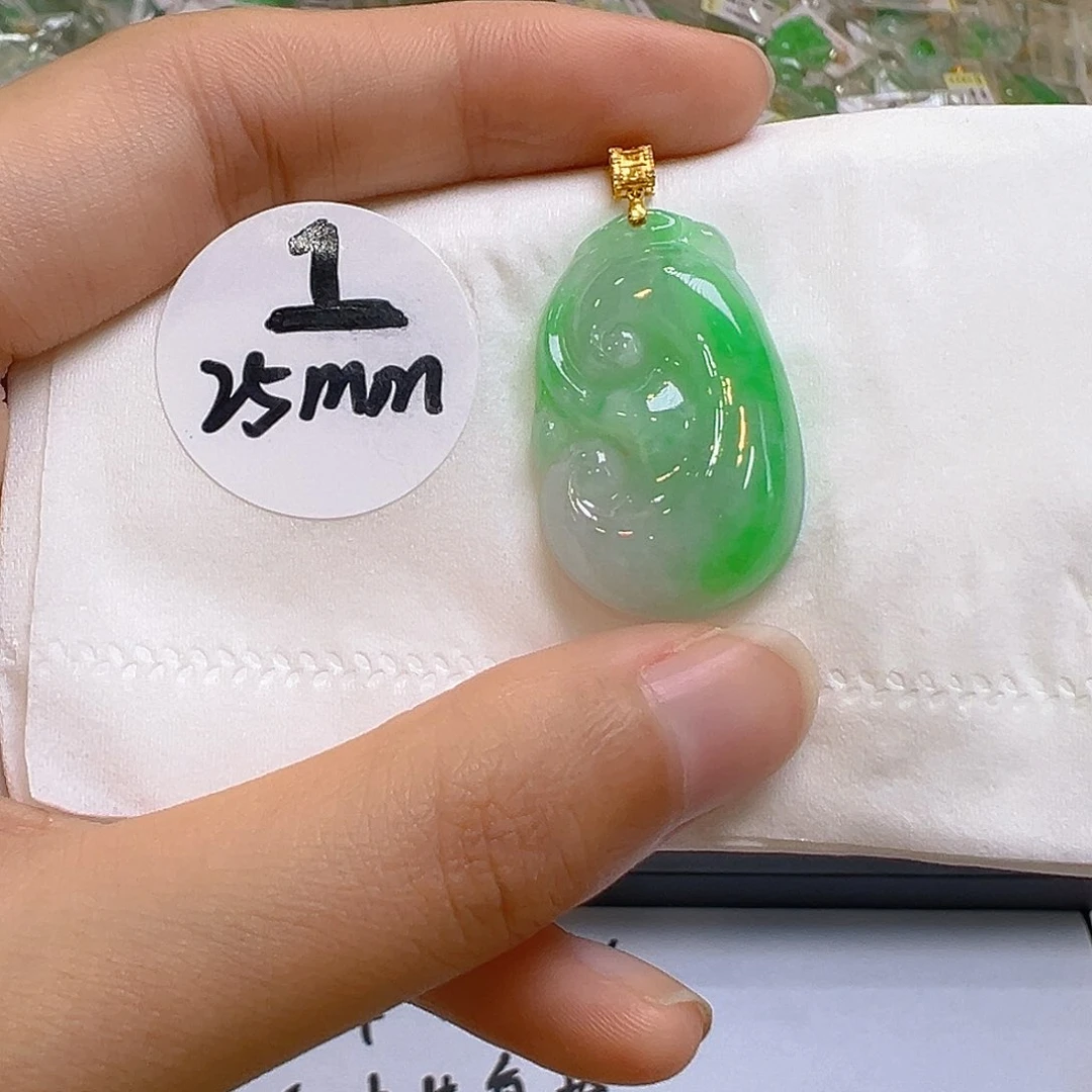 翡翠18K金镶嵌吊坠(不含链)翡翠