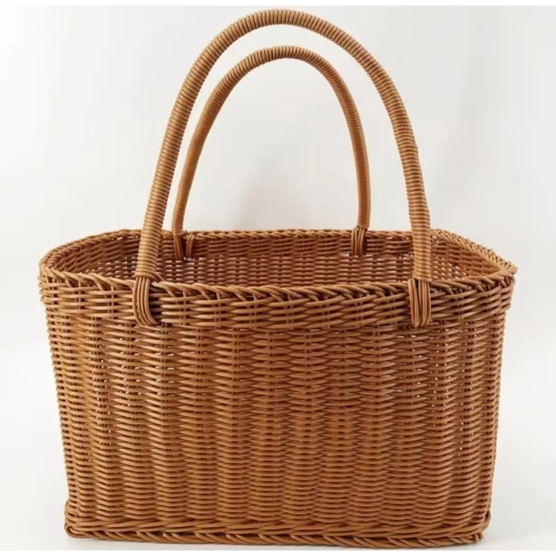 A075棕色买菜篮购物篮35*20*20