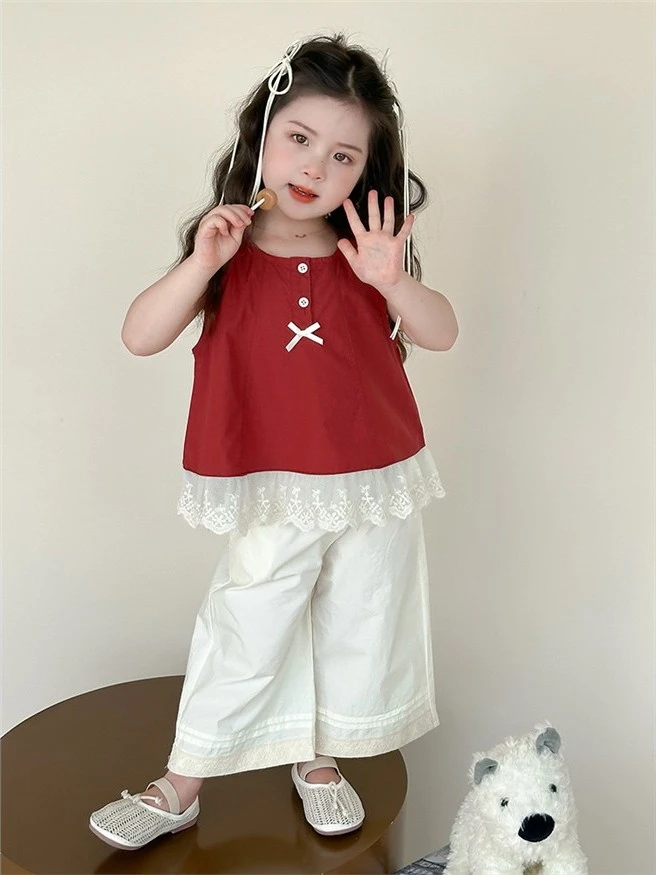 女纯色薄款韩版千金风夏季套装小童女童休闲夏装