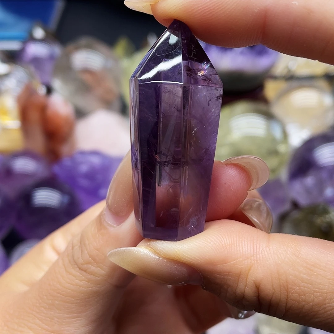 珠宝半成品未镶嵌水晶73高透体紫水晶权杖