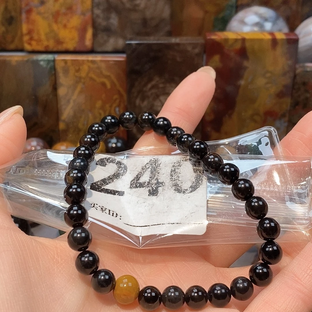 未镶嵌天然北票硅化玉手串7.1硅化玉