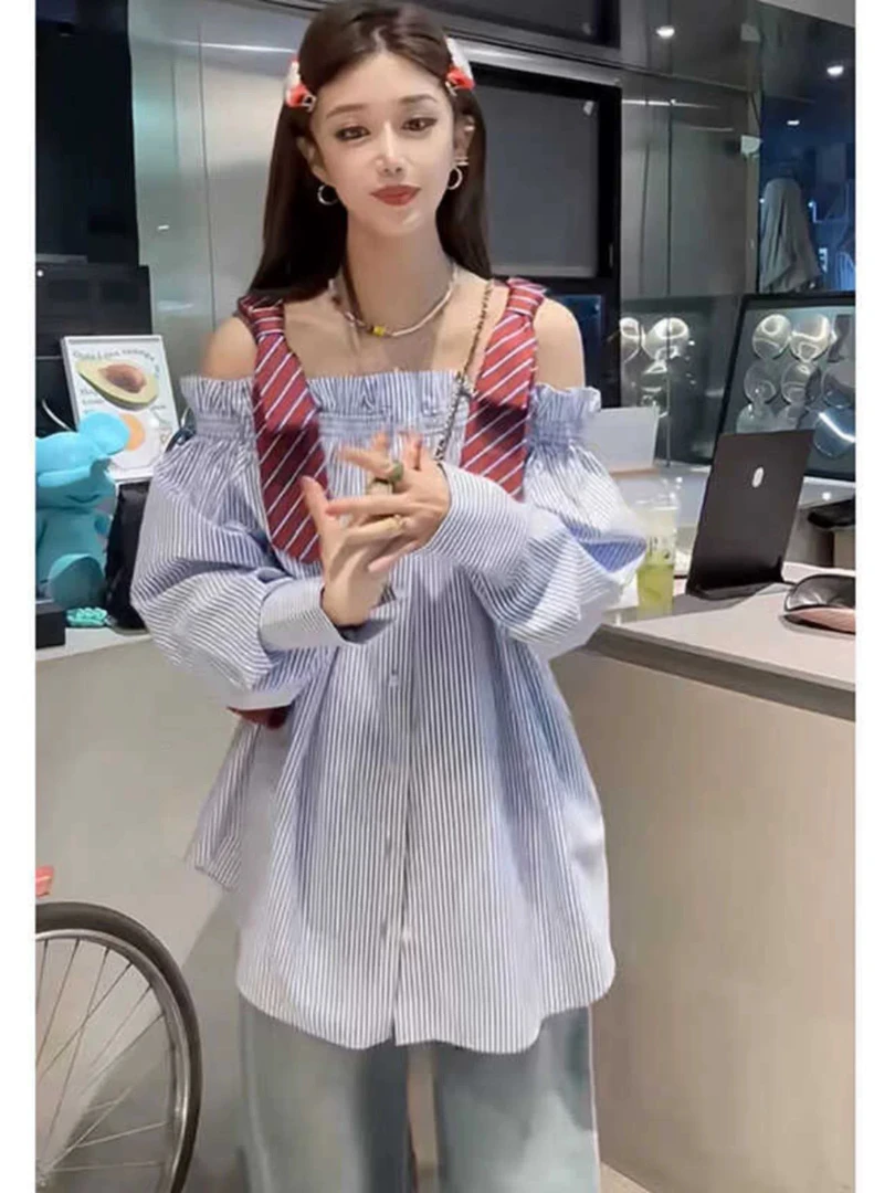 尾～25新款「一本正经的⼈」领带蝴蝶结吊带上衣