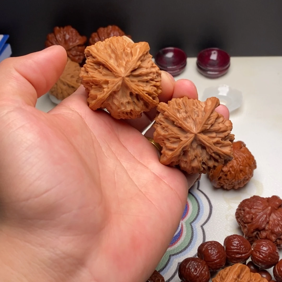 文玩核桃把件48苹果园四棱