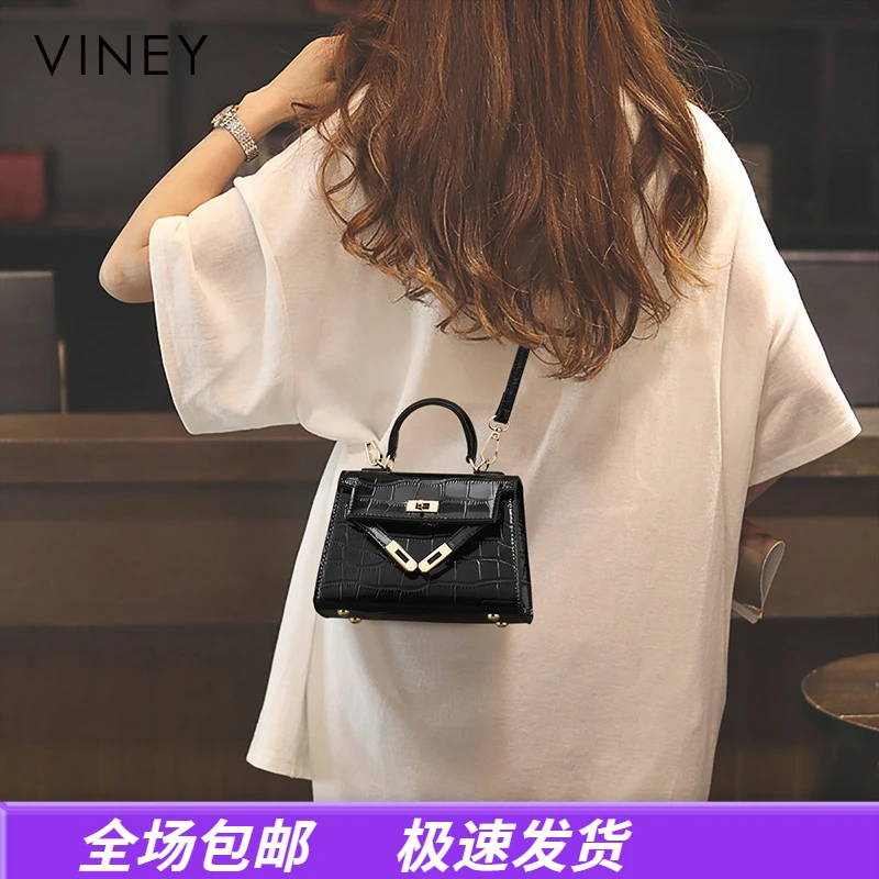 Viney真皮包包女包爆款高颜值手提包凯莉包生日圣诞礼物送女生