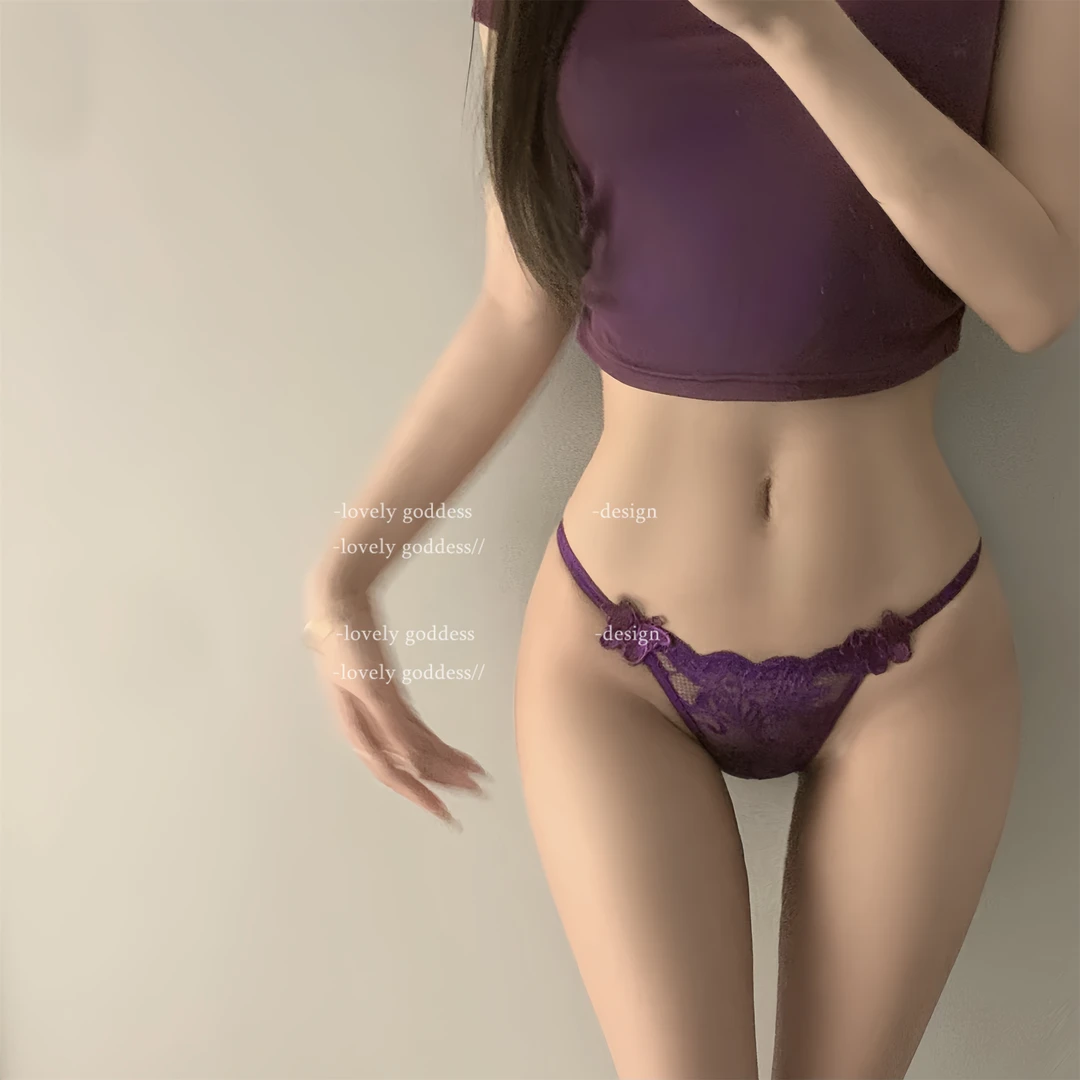 AW朦胧紫*纯欲风性感气质紫色网纱蝴蝶结内裤低腰舒适三角裤女
