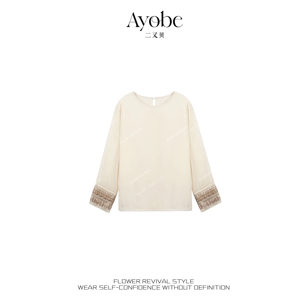 【AYOBE】小贤   温柔清风真丝衬衫早秋时髦氛围感国风丝绒上衣