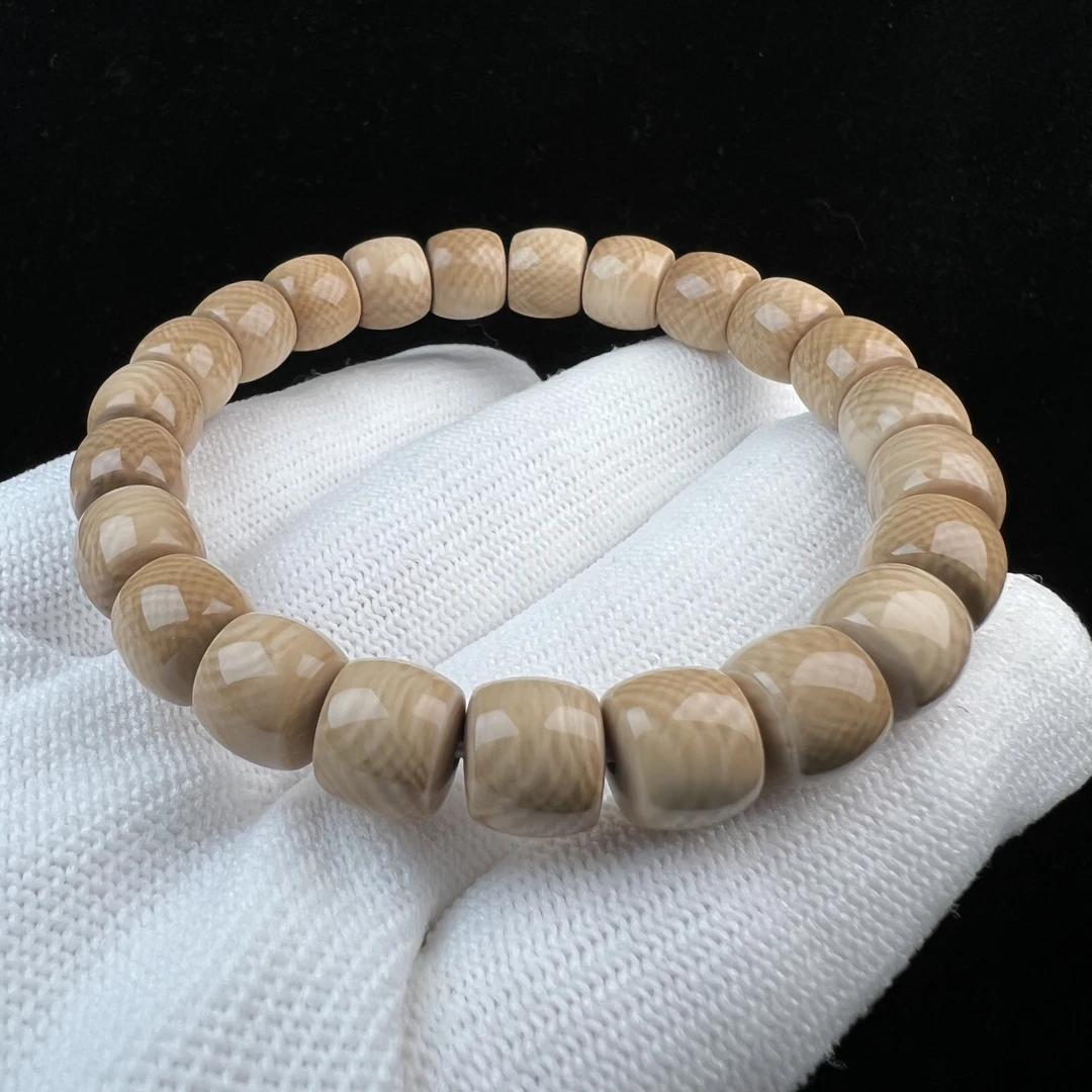 Q1367天然猛犸牙 咖料手串 9X8mm支持鉴定 假一罚四