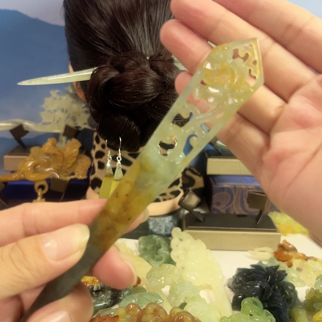 蛇纹石玉合金发饰