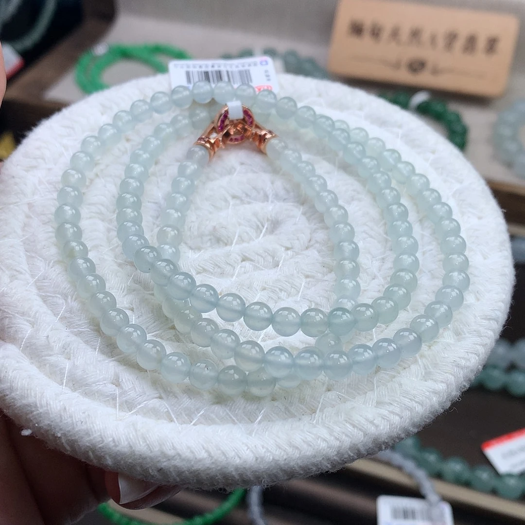 翡翠合金手链高冰白月光，精品，长项链，大漏