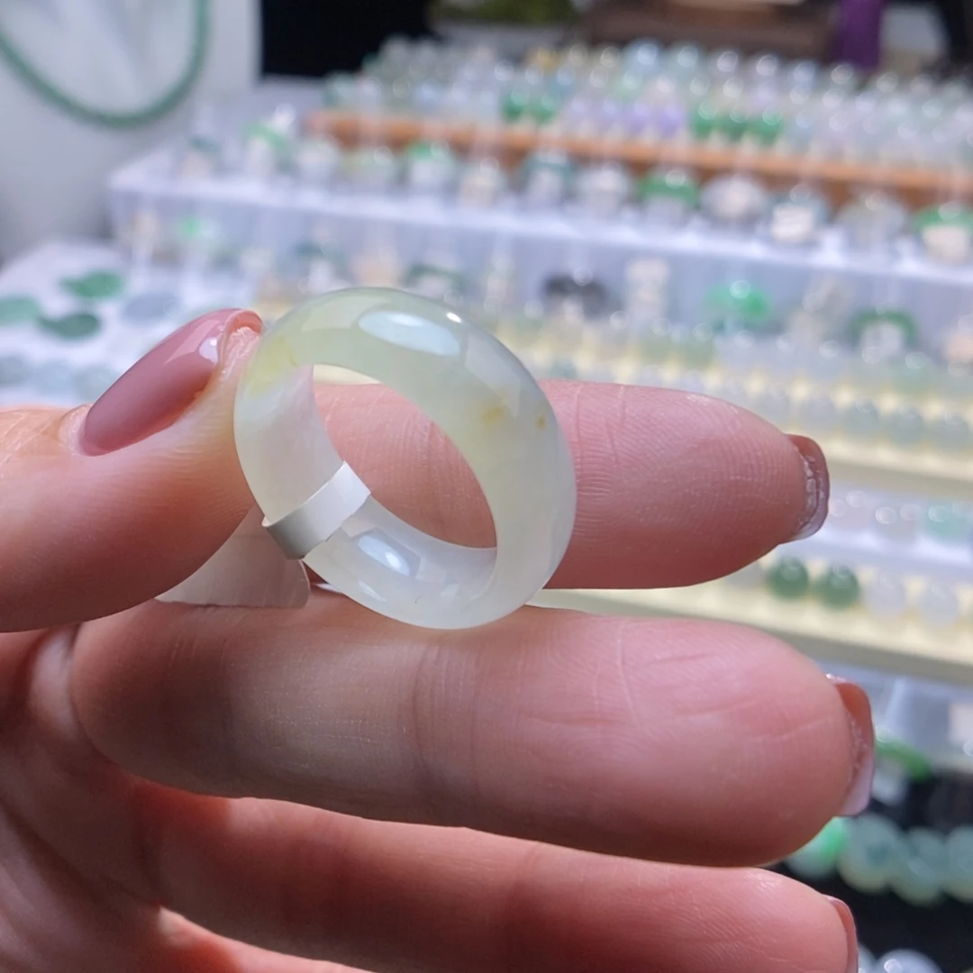 翡翠未镶嵌戒指15号冰黄