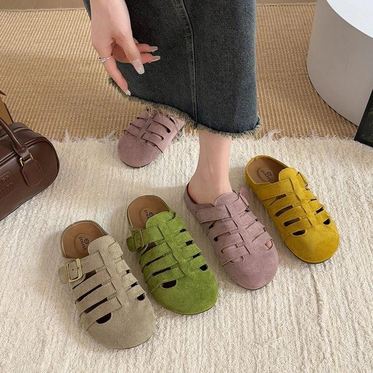 2025夏季复古镂空罗马勃肯鞋女新款夏季外穿一脚蹬懒人包头半拖