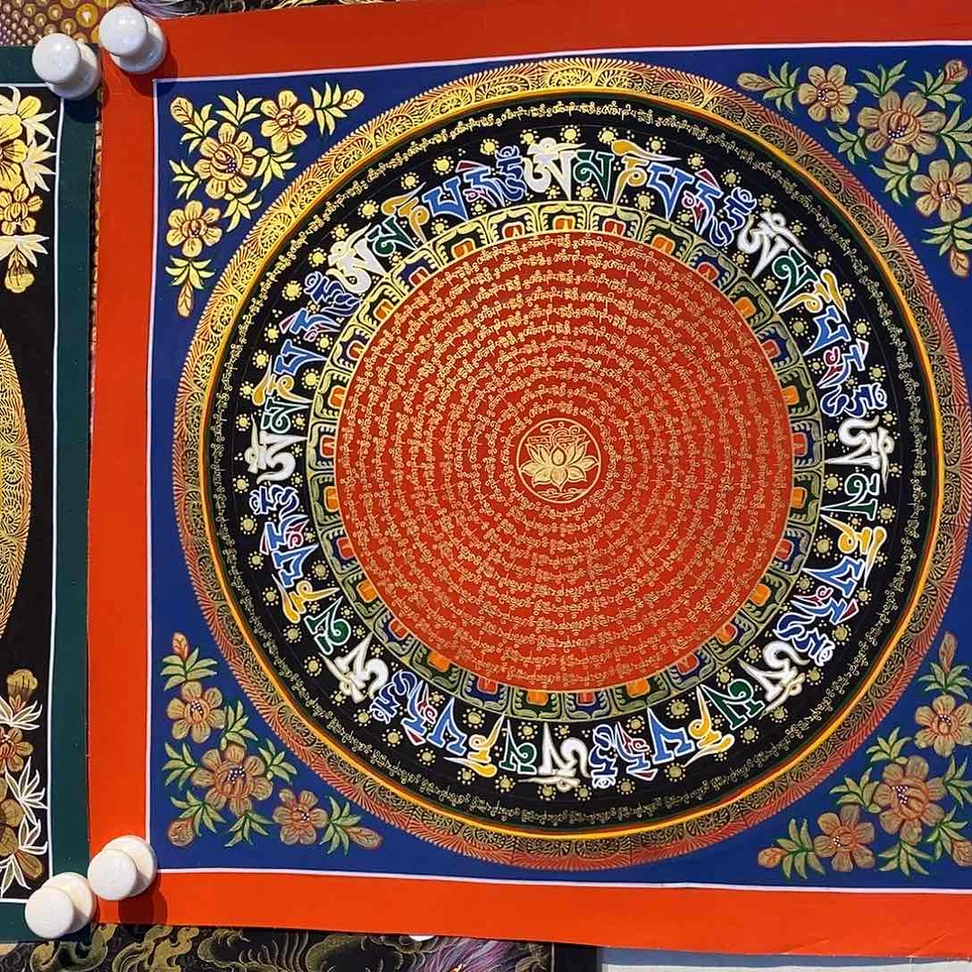 卷轴画用****1纯手绘六字真言唐卡50厘米左右