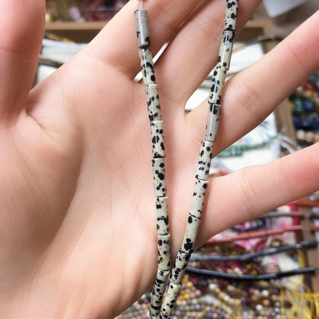 玛瑙/玉髓未镶嵌珠宝半成品卡4斑点石圆管一条