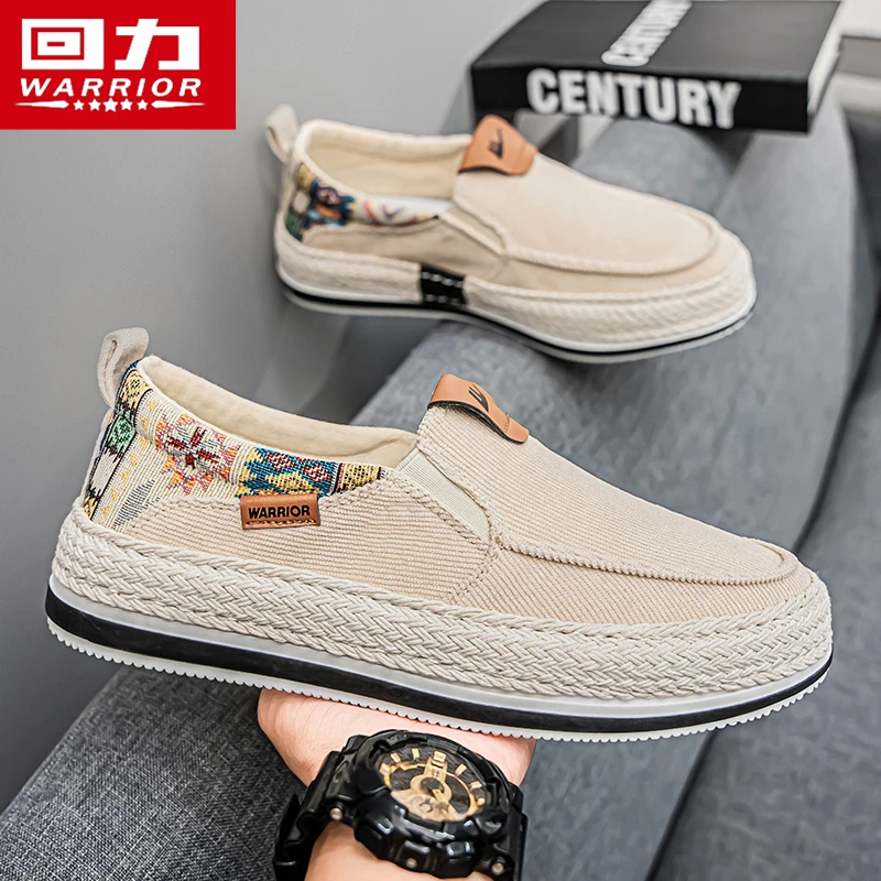 回力老北京布鞋男夏季休闲千层底懒人一脚蹬运动软底防滑工作上班