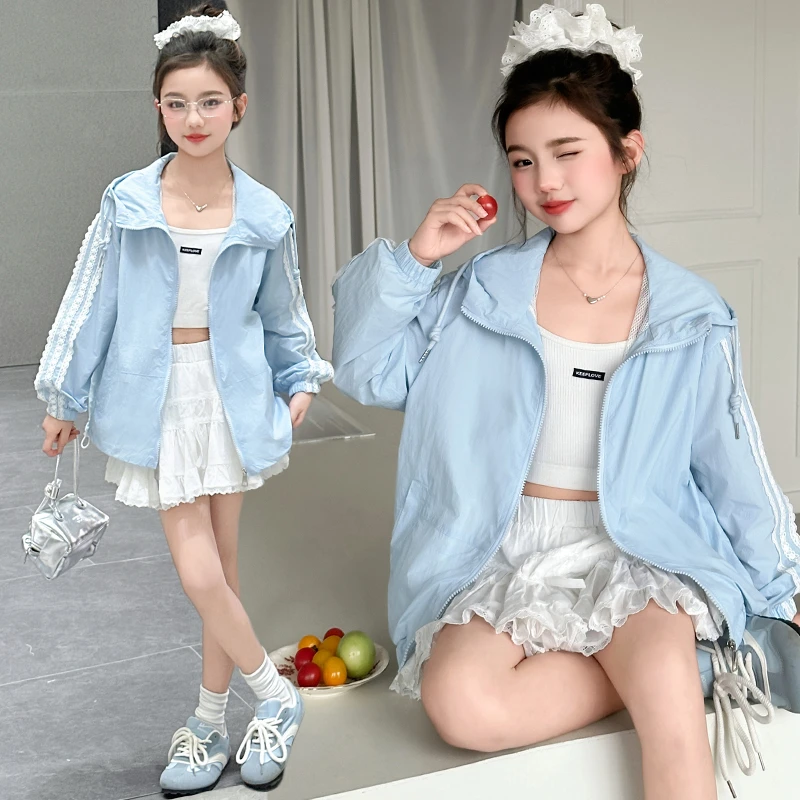 女童防晒衣夏季2025新款大童女孩防紫外线皮肤衣儿童透气薄款外套