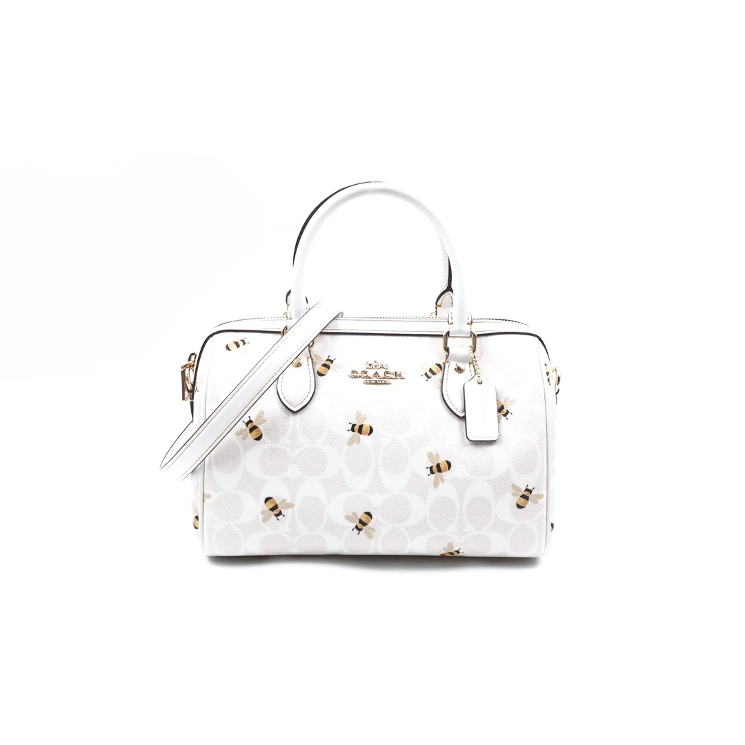 95新 COACH/蔻驰 白色波士顿手提单肩包 T10161309